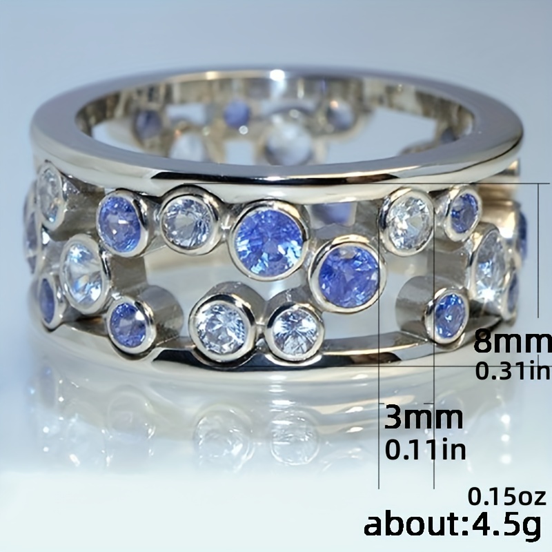 Zirconia Silver Plated Hollow Ring - Y2K Jewelry